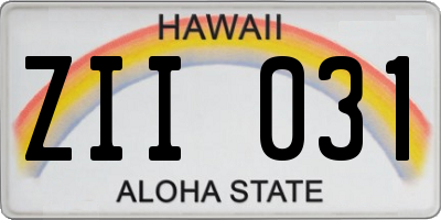 HI license plate ZII031
