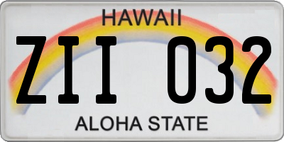 HI license plate ZII032