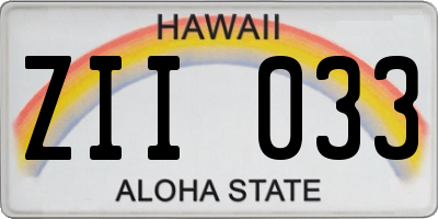 HI license plate ZII033
