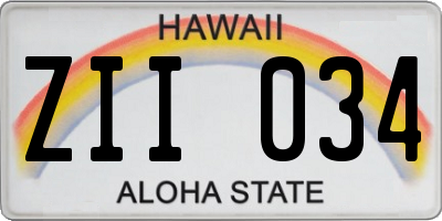 HI license plate ZII034