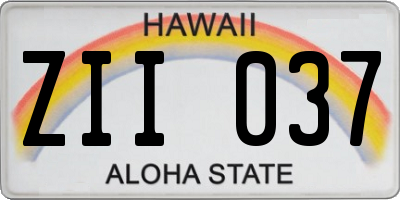HI license plate ZII037