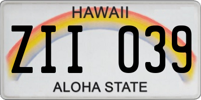 HI license plate ZII039
