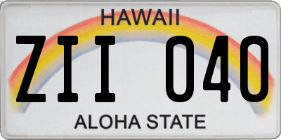 HI license plate ZII040