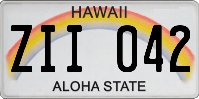 HI license plate ZII042