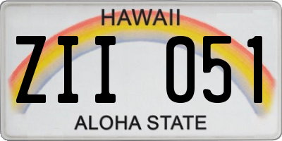 HI license plate ZII051
