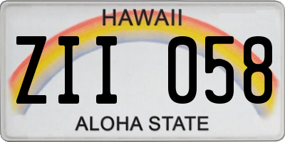 HI license plate ZII058