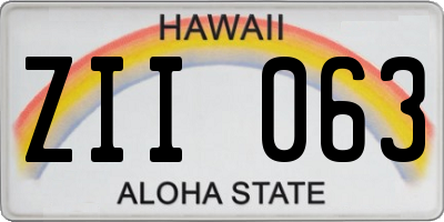 HI license plate ZII063