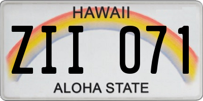 HI license plate ZII071