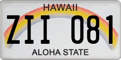 HI license plate ZII081