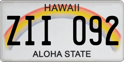 HI license plate ZII092