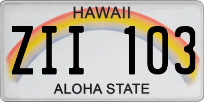 HI license plate ZII103