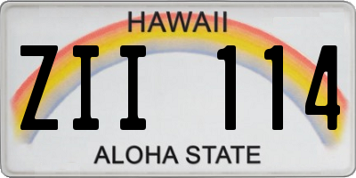 HI license plate ZII114