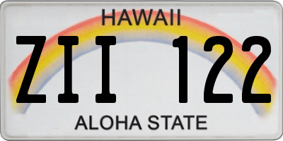 HI license plate ZII122
