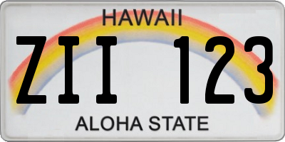 HI license plate ZII123