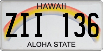 HI license plate ZII136