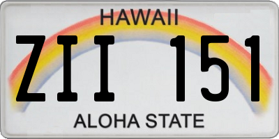 HI license plate ZII151