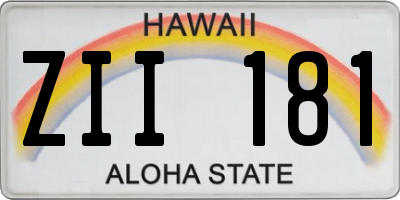 HI license plate ZII181
