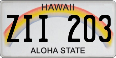 HI license plate ZII203