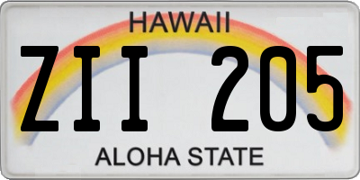 HI license plate ZII205