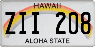 HI license plate ZII208