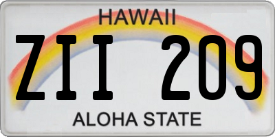 HI license plate ZII209
