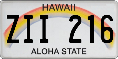 HI license plate ZII216
