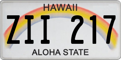 HI license plate ZII217