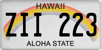 HI license plate ZII223
