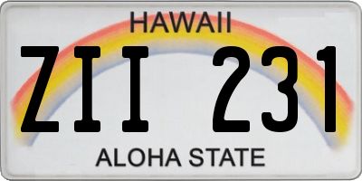 HI license plate ZII231