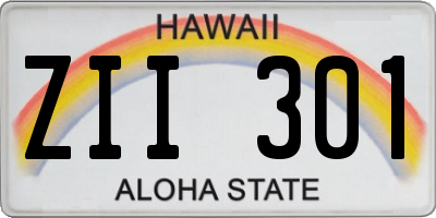 HI license plate ZII301