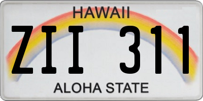 HI license plate ZII311