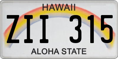 HI license plate ZII315