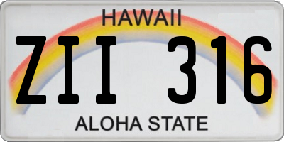 HI license plate ZII316