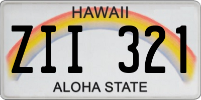 HI license plate ZII321
