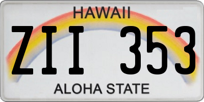 HI license plate ZII353