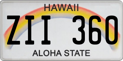 HI license plate ZII360