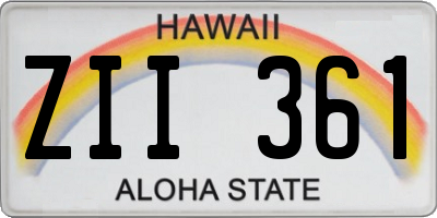 HI license plate ZII361