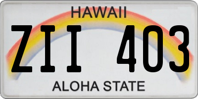 HI license plate ZII403