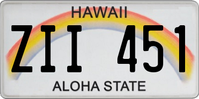 HI license plate ZII451