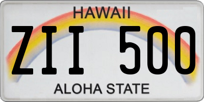 HI license plate ZII500