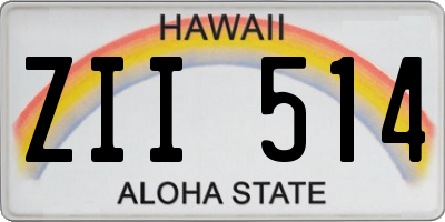HI license plate ZII514