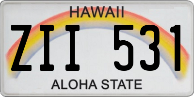 HI license plate ZII531
