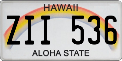 HI license plate ZII536