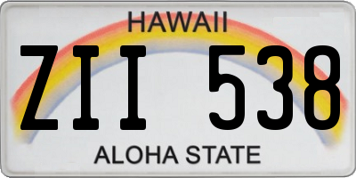 HI license plate ZII538