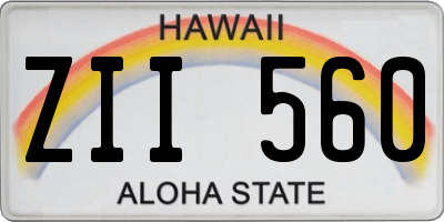 HI license plate ZII560
