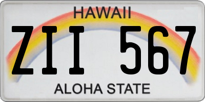 HI license plate ZII567