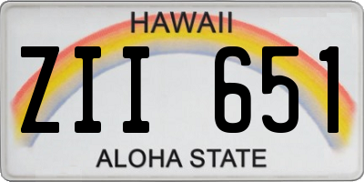 HI license plate ZII651