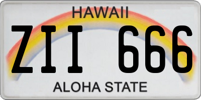 HI license plate ZII666