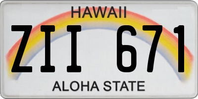 HI license plate ZII671