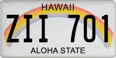HI license plate ZII701